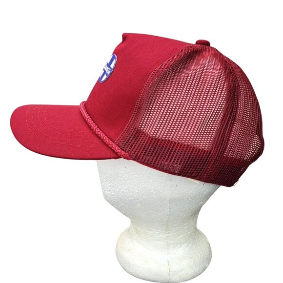 Vintage Santa Fe Red Trucker Hat Railroad Logo Rope Snapback Mesh Mascot Chico - Picture 3 of 8